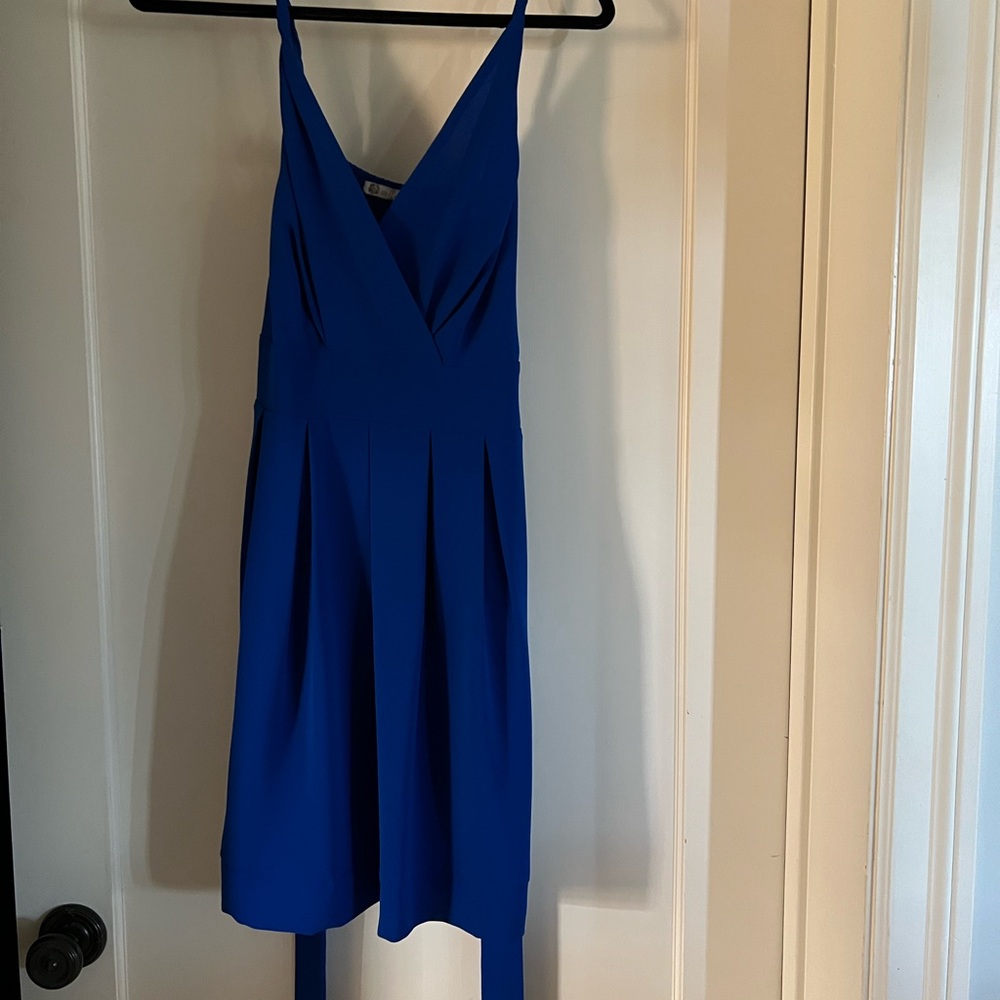 Chic Royal Blue V-Neck Mini Dress
